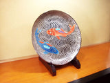 Fujii Kinsai Arita Japan - Somenishiki Platinum Carp Ornamental plate 46.00 cm  - Free Shipping