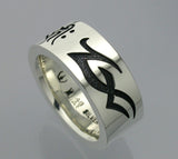 Saito - Buddha in Sanskrit Characters w/ Tribal Slim Silver Ring