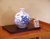 Fujii Kinsai Arita Japan - Reproduced Koimari Somenishiki Kinsai Hanamusubi Turtle Vase 17.50 cm - Free Shipping