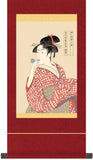 Sankoh Kakejiku - G2-004B Kitagawa Utamaro- Beadlo o fuku musume - Free Shipping