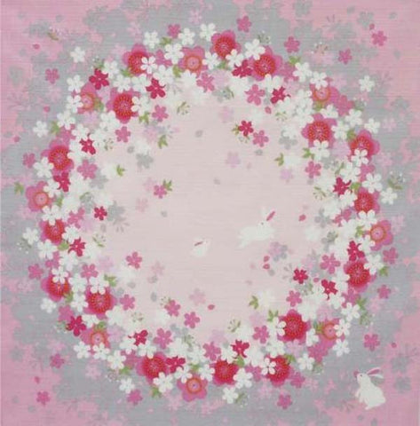 Yu-Soku - Sakura no wa (Wheel of Sakura & Rabbit)  - Furoshiki 50 x 50 cm
