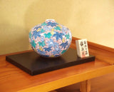 Fujii Kinsai Arita Japan - Somenishiki Seigaiha Gourd Vase 14.50 cm - Free Shipping
