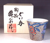 Fujii Kinsai Arita Japan - Somenishiki Platinum Fuji (Wisteria)  Sake Cup (Guinomi) - Free shipping