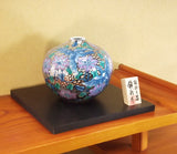 Fujii Kinsai Arita Japan - Somenishiki Platinum Phoenix & tessen Vase 17.00 cm - Free Shipping