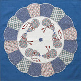 Maruwa - Imari Gourd plate Navy  伊万里 綿風呂敷 約100cm 【ひょうたん絵皿】紺　- Furoshiki  100 x 100 cm  (Japanese Wrapping Cloth)