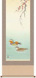 Sankoh Kakejiku - H30A5-032  Oshidori (Oshidori with Red & White plum) - Free Shipping