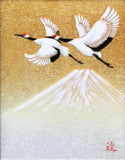 Saikosha - #013 13 Soukaku (Pair of crane) & Mt. Fuji (Framed Cloisonné ware) - Free Shipping