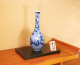Fujii Kinsai Arita Japan - Sometsuke Seigaiha Deer & grapes Vase 30.30 cm - Free Shipping