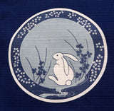 Maruwa - Rabbit picture-painted plate (Navy) - Furoshiki (Japanese Wrapping Cloth) 50 x 50 cm