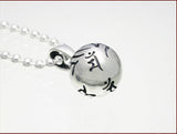 Saito - Seven Buddha in Sanskrit Characters Silver Ball Pendant top