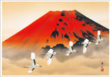 Sankoh Framed Mt. Fuji - G4-BF002L - Aka Fuji Hisho (Mt. Fuji & cranes)
