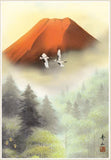 Sankoh Framed Mt. Fuji - G4-BF030L - Aka Fuji (Mt. Fuji & cranes)