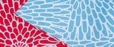 Isamonyou -  Double-Sided Dyeing Kiku (Chrysanthemum) Red/Light Blue - Furoshiki (Japanese Wrapping Cloth) 48 x 48 cm