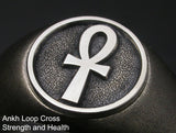 Saito - Egyptian motif  ANKH LOOP CROSS - Strength and Health Amulet Silver Ring