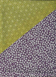 Komon - Double-Sided Dyeing - Kozakura x Asanoha (Purple x Rikyu) 紫×利休 50 x 50 cm - Furoshiki (Japanese Wrapping Cloth)
