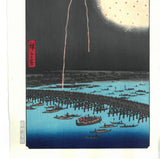 Utagawa Hiroshige - No.098 Fireworks by Ryōgoku Bridge    Unsodo edition - One hundred Famous View of Edo Free shipping