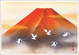 Sankoh Framed Mt. Fuji - G4-BF012L - Aka Fuji Hisho  (Mt. Fuji & cranes)