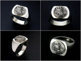 Saito - Dragon Crest Emblem(Silver 950) on Seal Stand Silver Ring