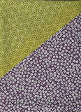 Komon - Double-Sided Dyeing - Kozakura x Asanoha (Purple x Rikyu) 紫×利休 105 x 105 cm - Furoshiki (Japanese Wrapping Cloth)