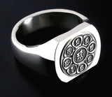 Saito - The Mandala on Lotus flower Crest Emblem (Silver 950) on Seal Stand Silver Ring