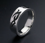 Saito - Buddha in Sanskrit Characters w/ Tribal Slim Silver Ring