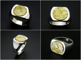 Saito - Dragon Crest 18Kt gold emblem Seal Stand Silver Ring