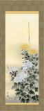 Sankoh Kakejiku - H30A4-032  Ryurei Kikka  (Chrisanthemum & Small bird) - Free Shipping