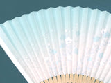 Traditional handcrafted Kyoto Ladies' Sensu - Balloon flower - Light Blue