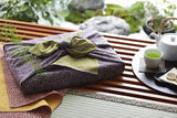 Komon - Double-Sided Dyeing - Kozakura x Asanoha (Broun x Gold Broun) 茶×金茶  105 x 105 cm - Furoshiki (Japanese Wrapping Cloth)