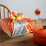 Himemusubi - Botan  (peony)  牡丹  Orange  - Furoshiki   100 x 100 cm