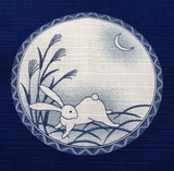 Maruwa - Rabbit picture-painted plate (Navy) - Furoshiki (Japanese Wrapping Cloth) 50 x 50 cm