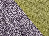 Komon - Double-Sided Dyeing - Kozakura x Asanoha (Purple x Rikyu) 紫×利休 105 x 105 cm - Furoshiki (Japanese Wrapping Cloth)