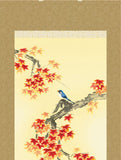 Sankoh Kakejiku - H30A4-098  Momiji ni Kotori  (Momiji & Small bird) - Free Shipping