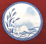 Maruwa - Rabbit picture-painted plate (Vermilion)　伊万里 綿風呂敷 約100cm 【うさぎ絵皿】朱 - Furoshiki (Japanese Wrapping Cloth) 100 x 100 cm