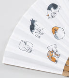 Traditional handcrafted Kyoto Sensu - Utagawa Hiroshige - Cats - White