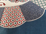 Maruwa - Imari Gourd plate Navy  伊万里 綿風呂敷 約100cm 【ひょうたん絵皿】紺　- Furoshiki  100 x 100 cm  (Japanese Wrapping Cloth)