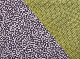 Komon - Double-Sided Dyeing - Kozakura x Asanoha (Purple x Rikyu) 紫×利休 50 x 50 cm - Furoshiki (Japanese Wrapping Cloth)