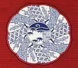 Maruwa - Imari Komon Ezara Vermilion 伊万里 綿 風呂敷 約100cm 【小紋絵皿】朱　- Furoshiki 100 x 100 cm