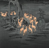 Utagawa Hiroshige - No.118 Kitsunebi on New Year's Night under the Enoki Tree near Ōji  王子装束えの木　大晦日の狐火 - One hundred Famous View of Edo - Free shipping