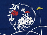 Kyoto Noren (Doorway curtain) 85 cm X 150 cm - Rabbit & Flower (Navy) - Free Shipping