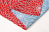 Isamonyou -  Double-Sided Dyeing Kiku (Chrysanthemum) Red/Light Blue - Furoshiki (Japanese Wrapping Cloth) 48 x 48 cm