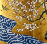 Japanese Traditional Hand Paint Byobu (Gold Leaf Folding Screen) - T 43 - Free Shipping