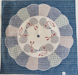 Maruwa - Imari Gourd plate Navy  伊万里 綿風呂敷 約100cm 【ひょうたん絵皿】紺　- Furoshiki  100 x 100 cm  (Japanese Wrapping Cloth)