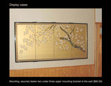 Tominaga Jyuho - Japanese Traditional Hand Paint Byobu (Gold Silk Folding Screen) - X129 - Free Shipping