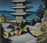 Asano Takeji -  #TA4 Yasaka no Tou Tsukiyo 浅野竹二木版画 TA4　八坂の塔　月夜  - Free Shipping