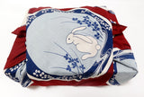 Maruwa - Rabbit picture-painted plate (Vermilion)　伊万里 綿風呂敷 約100cm 【うさぎ絵皿】朱 - Furoshiki (Japanese Wrapping Cloth) 100 x 100 cm