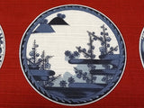 Maruwa -  Imari Small Plate Vermilion 伊万里 綿 小 風呂敷 約50cm 【小皿/朱】  - Furoshiki (Japanese Wrapping Cloth) 50 x 50 cm