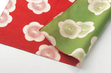Isamonyou -  Double-Sided Dyeing Plum R&G チーフ 伊砂文様 両面 梅 アカ/グリーン - Furoshiki (Japanese Wrapping Cloth)