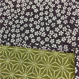 Komon - Double-Sided Dyeing - Kozakura x Asanoha (Purple x Rikyu) 紫×利休 105 x 105 cm - Furoshiki (Japanese Wrapping Cloth)