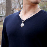 Saito - Family Crest Type - Octagon shape Pendant top Silver 925 Size XL